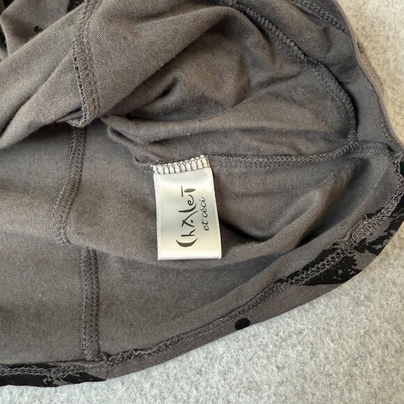 Chalet Womens Size XL Gray Sleeveless Cowl Neck Top Abstract Black Print Pockets - Picture 12 of 14